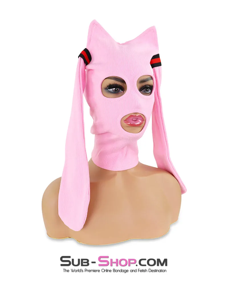 0330AE  Pink Bunny Knit Hood with Long Bunny Ears