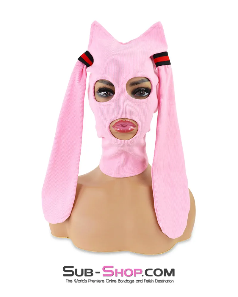 0330AE  Pink Bunny Knit Hood with Long Bunny Ears