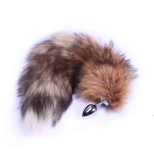 14 Brown Fox Tail Stainless Steel Butt Plug