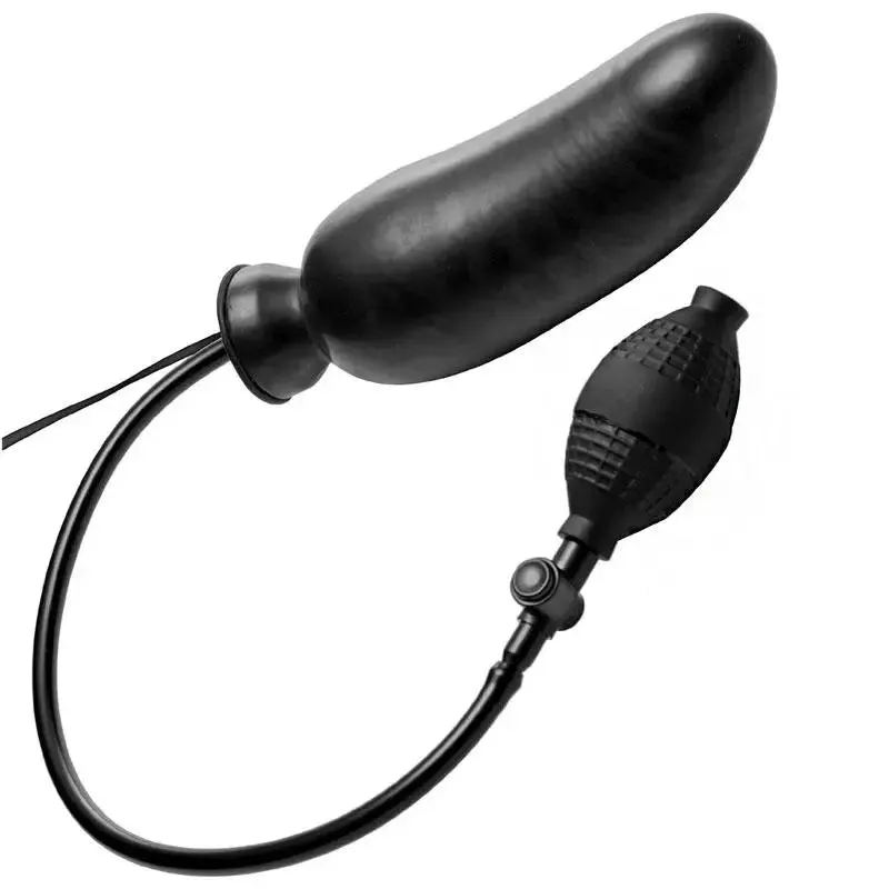 7.75-inch Master Series Black Vibrating Inflatable Penis Dildo