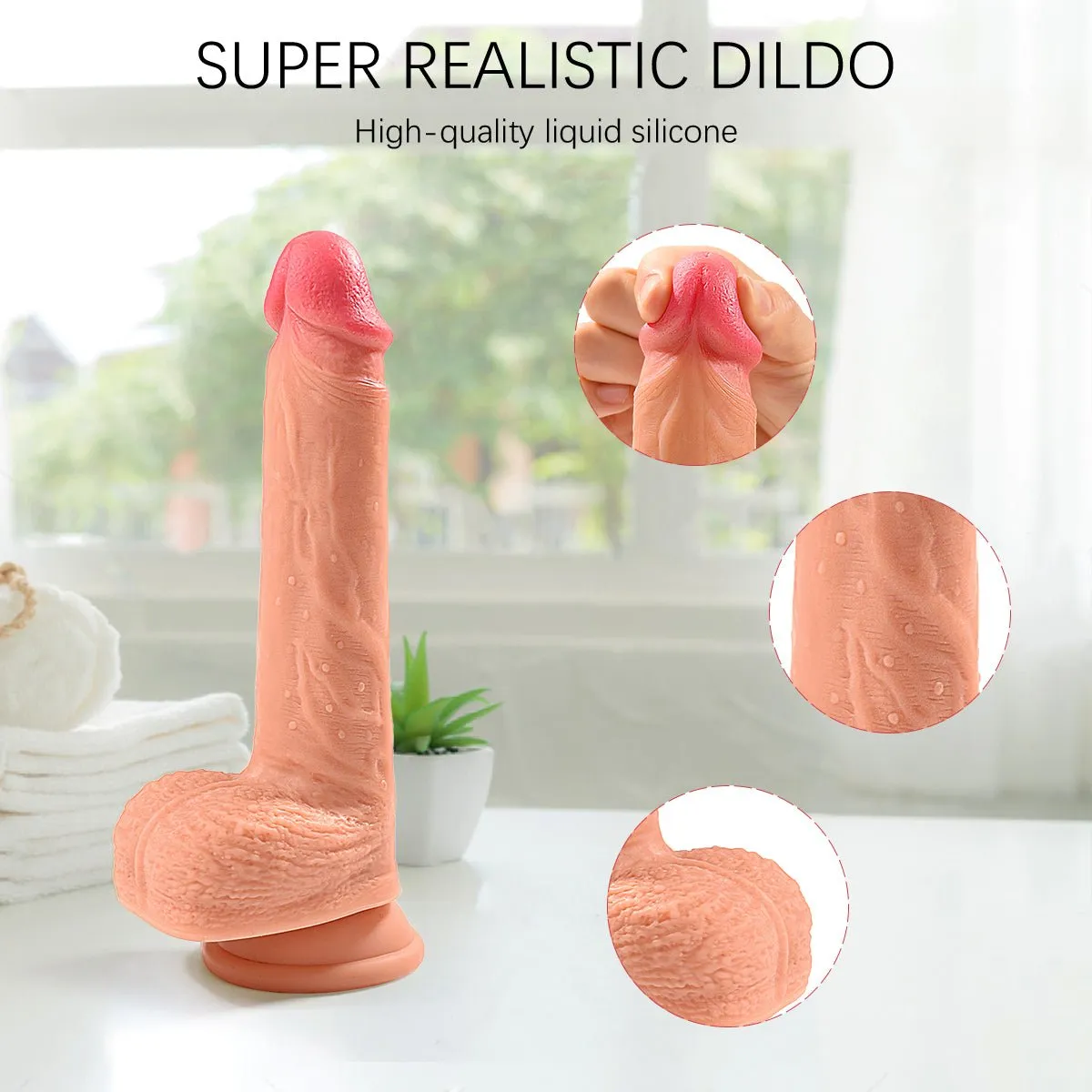 8.7in 4 in 1 Vibrating Hand-free Super Realistic  Dildo