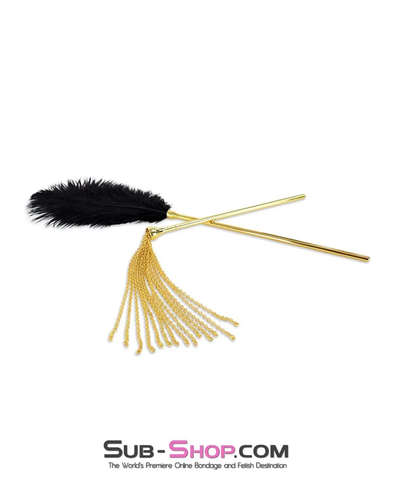 9921DL  Luxe Gold Handled Feather Edger and Chain Mini Whip Set