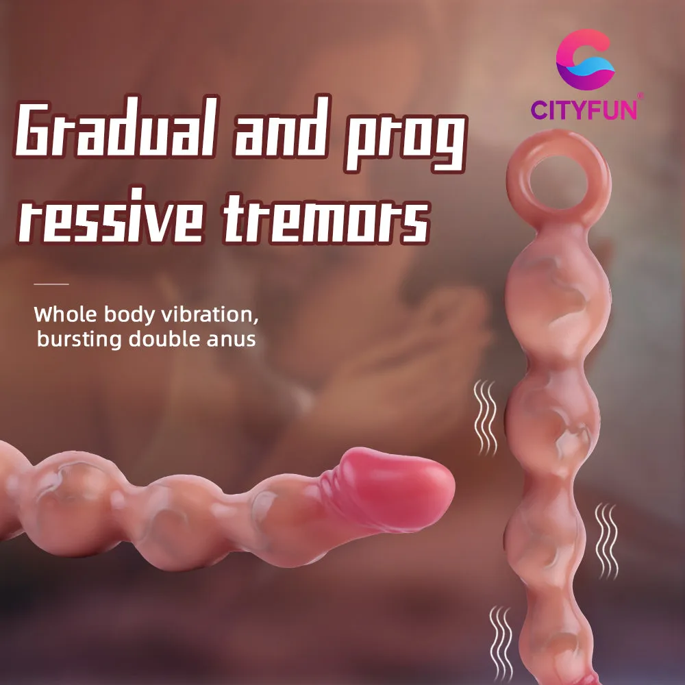 Anal Balls Vibrating Prostate Massager - Finger Ring 5 Anal Beads Sex Toys for Women Men