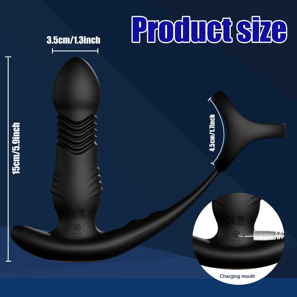APP Control Thrusting Dildo Anal Vibrator - Remote Control Cock Ring Male Sex Toy