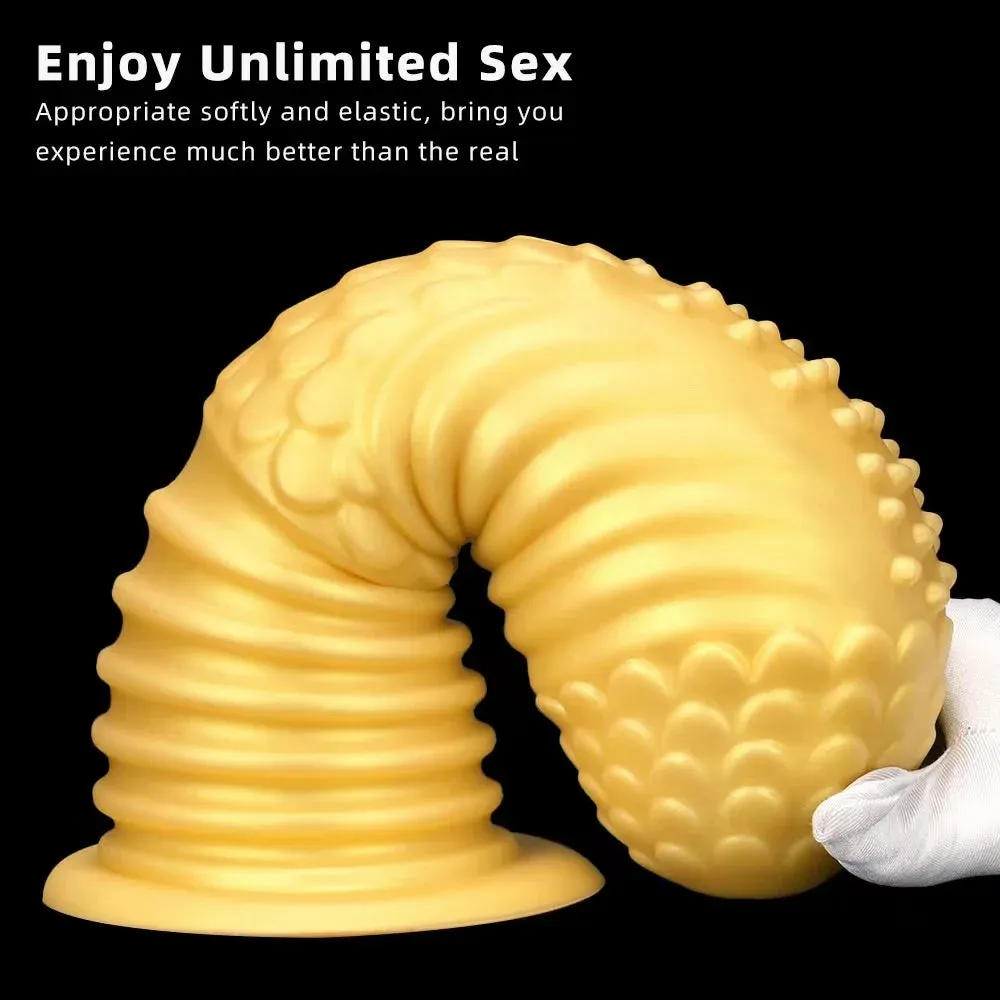 Big Giant Dildo Butt Plug - Golden Huge Knotted Dildos Anal Expansion Dilator Sex Toys