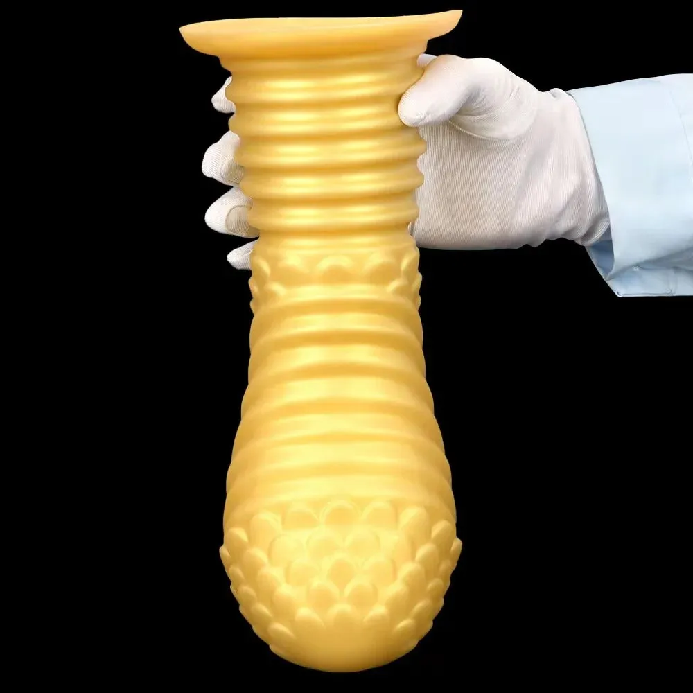 Big Giant Dildo Butt Plug - Golden Huge Knotted Dildos Anal Expansion Dilator Sex Toys