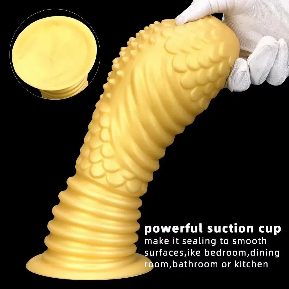 Big Giant Dildo Butt Plug - Golden Huge Knotted Dildos Anal Expansion Dilator Sex Toys