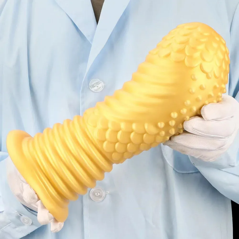 Big Giant Dildo Butt Plug - Golden Huge Knotted Dildos Anal Expansion Dilator Sex Toys