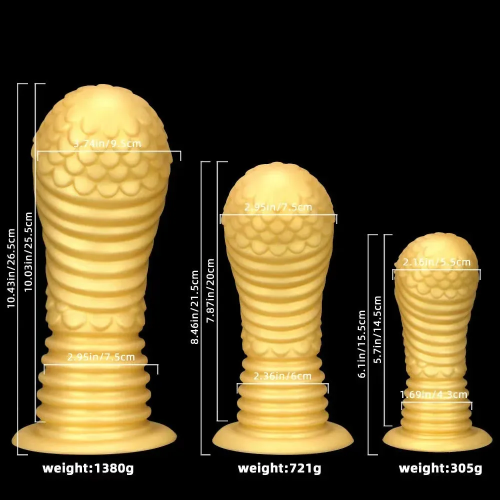 Big Giant Dildo Butt Plug - Golden Huge Knotted Dildos Anal Expansion Dilator Sex Toys