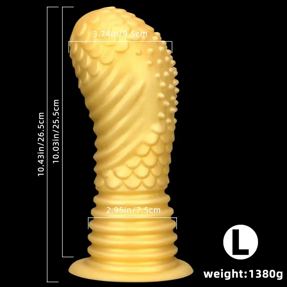 Big Giant Dildo Butt Plug - Golden Huge Knotted Dildos Anal Expansion Dilator Sex Toys