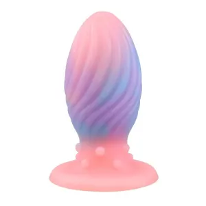 Blue Pink Luminous Mixed Color Soft Silicone Threaded Dragon Egg Anal Plug