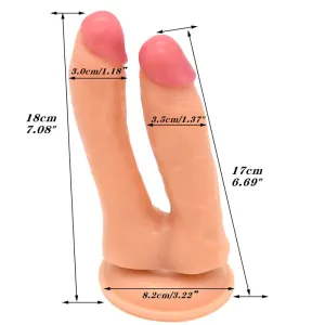 Double Dildo Orgasmic Fun 7 and 6.5  | Skin |  Realistic | Suction Cup