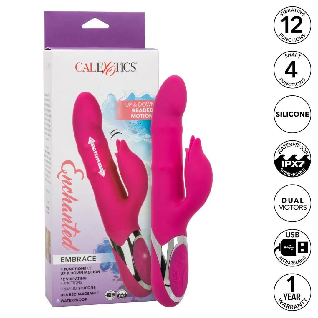Enchanted Embrace Rabbit with Beaded Shaft and Clit Flicker - Pink