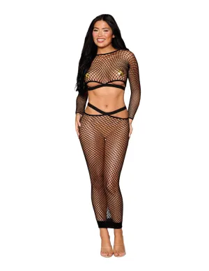 Fence Net Long Sleeve Top & Maxi Skirt Set