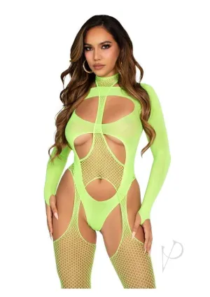 Fishnet Halter Suspend Body Teddy 2pc Gr