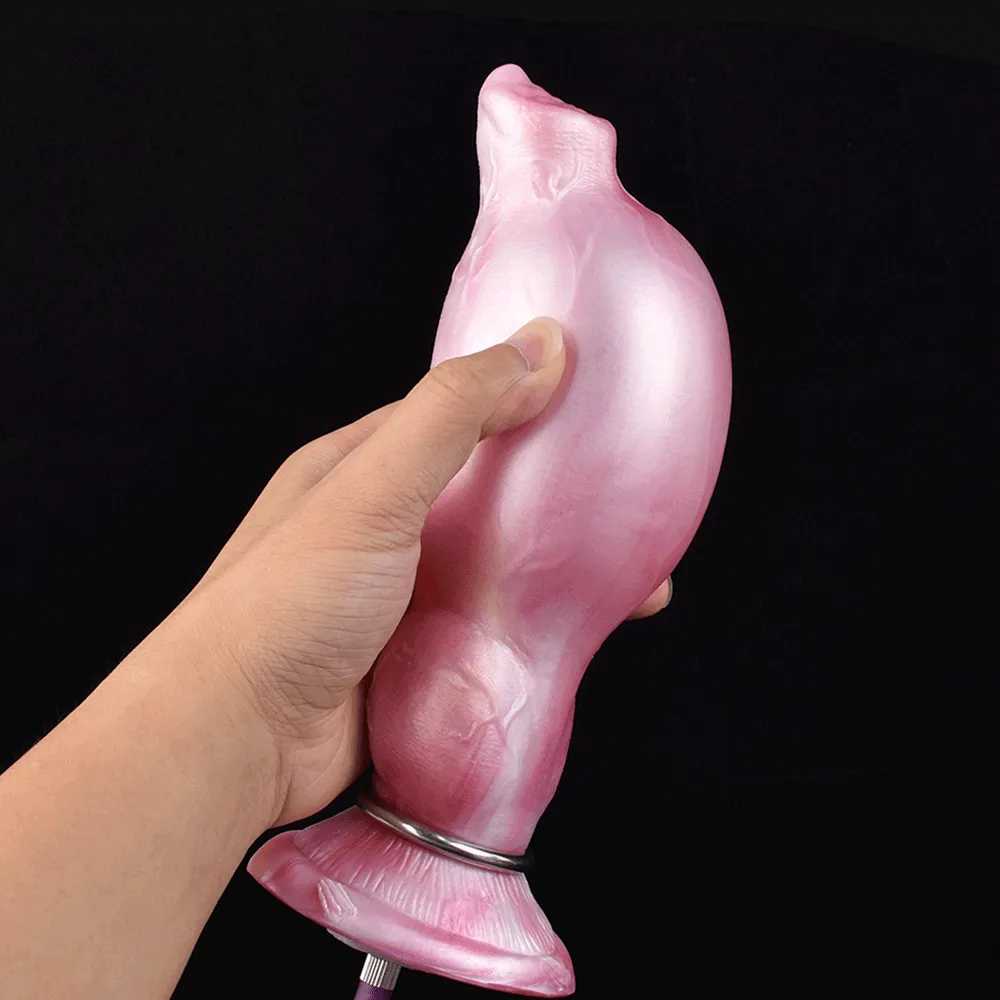 Inflatable Monster Dildo Butt Plug - Knotted Dog Dildo Premium Silicone Animal Penis Vagina Sex Toy