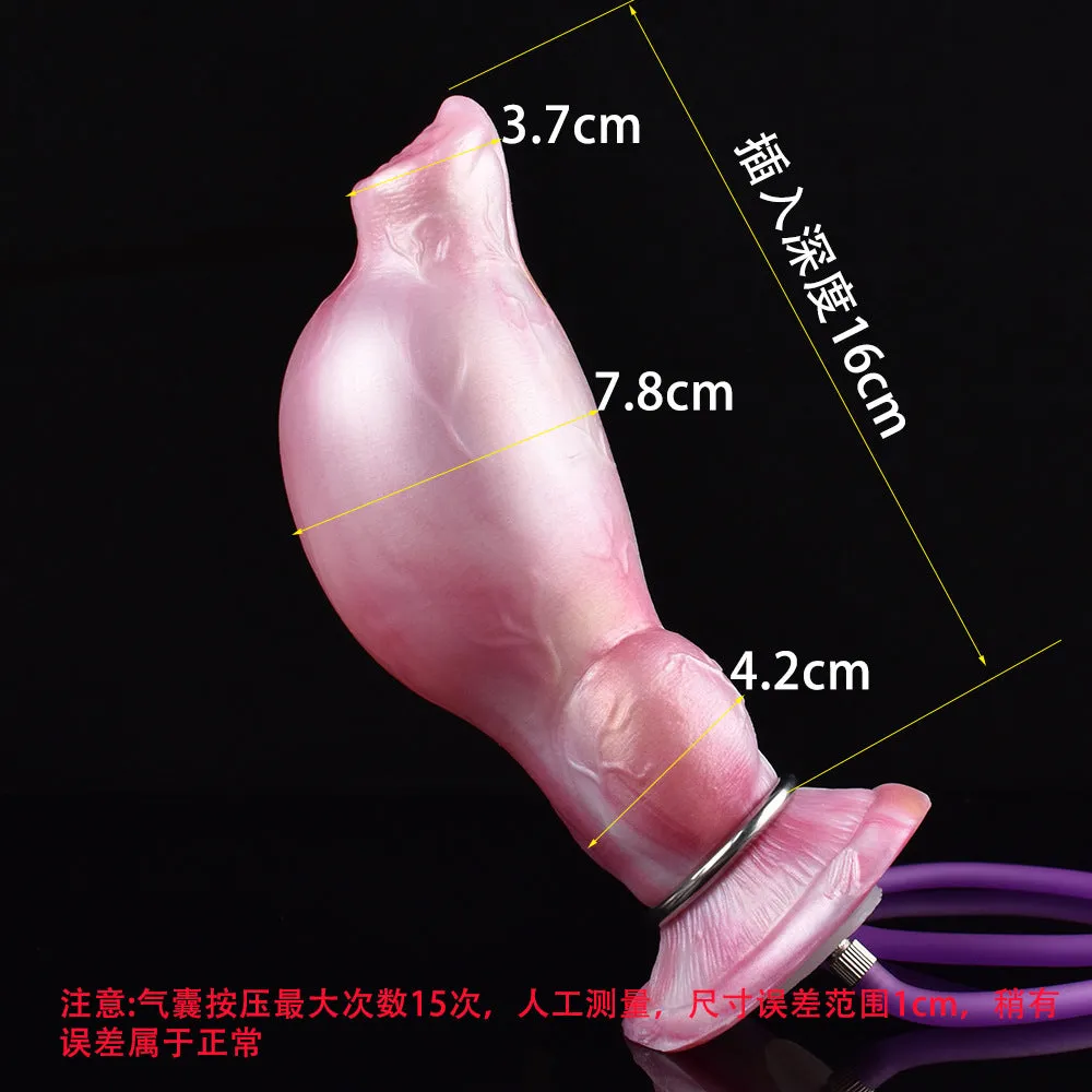 Inflatable Monster Dildo Butt Plug - Knotted Dog Dildo Premium Silicone Animal Penis Vagina Sex Toy
