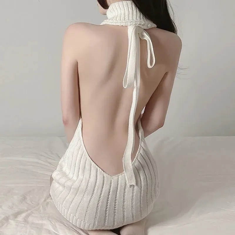 Knit Me Naughty Backless Dress Style Lingerie