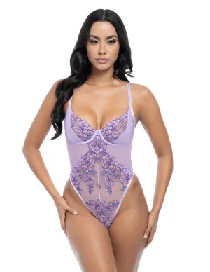 Lavender Contrast Floral Embroidered Teddy