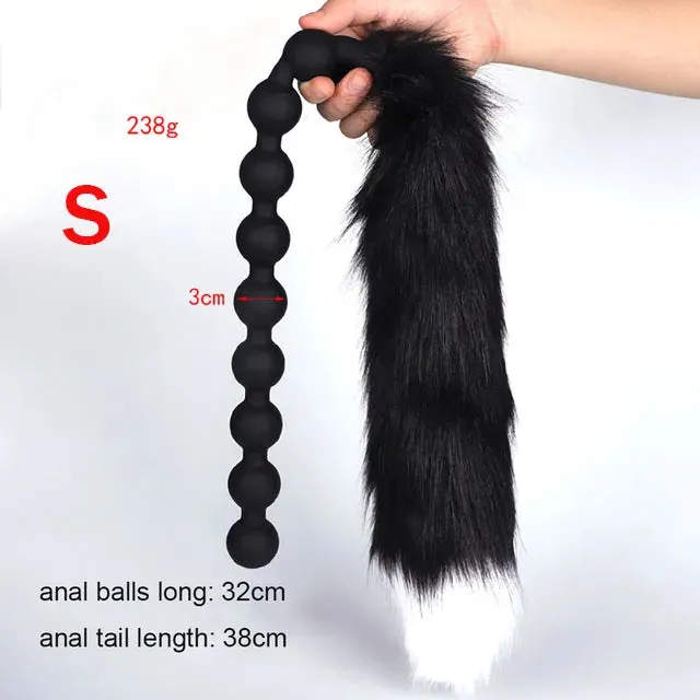 Long Anal Beads BDSM Tail Butt Plug - Big Anal Expansion Luminous Anal Sex Toy