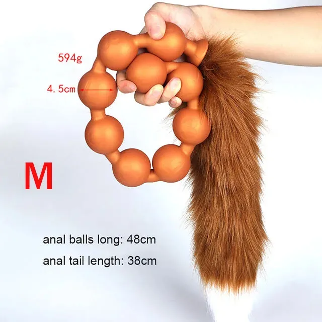 Long Anal Beads BDSM Tail Butt Plug - Big Anal Expansion Luminous Anal Sex Toy