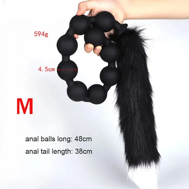 Long Anal Beads BDSM Tail Butt Plug - Big Anal Expansion Luminous Anal Sex Toy