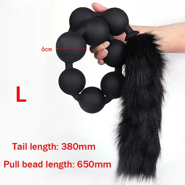 Long Anal Beads BDSM Tail Butt Plug - Big Anal Expansion Luminous Anal Sex Toy