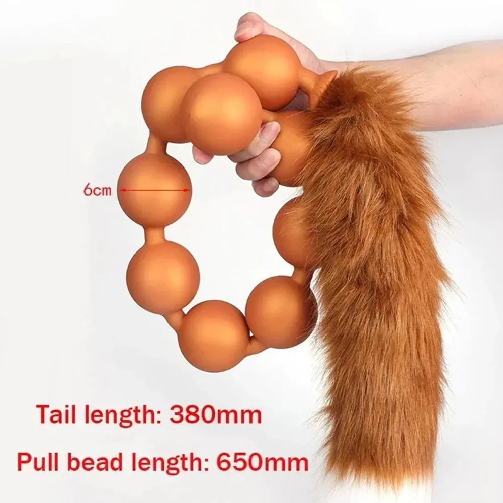 Long Anal Beads BDSM Tail Butt Plug - Big Anal Expansion Luminous Anal Sex Toy