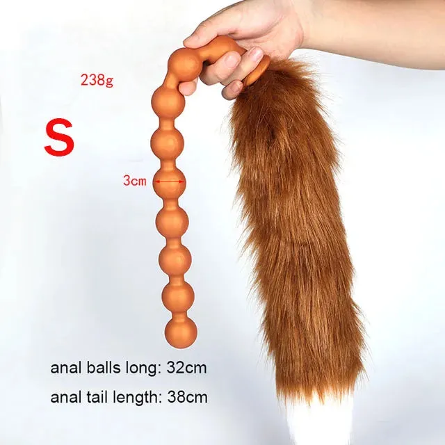 Long Anal Beads BDSM Tail Butt Plug - Big Anal Expansion Luminous Anal Sex Toy
