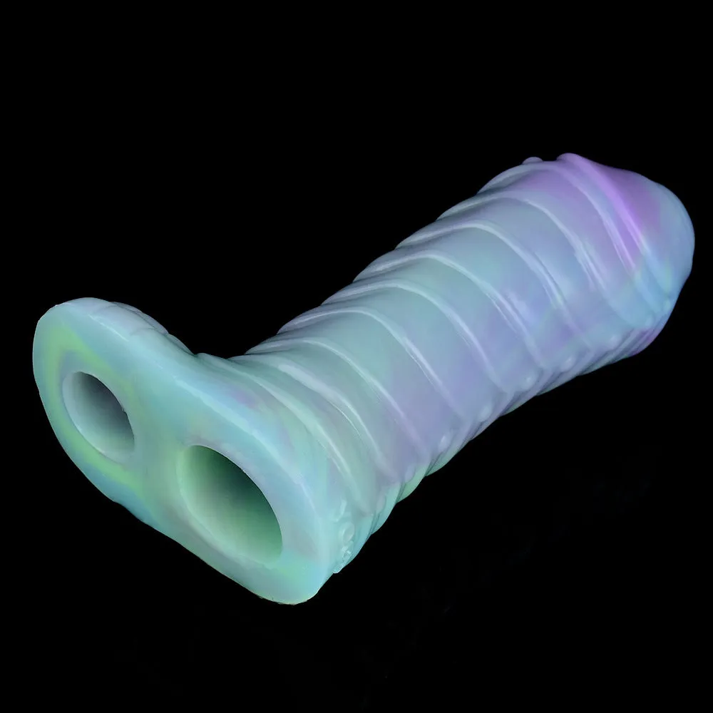 Luminous Monsterdildo Cock Sleeve - Beast Penis Ring Enlarger Condom Couple Sex Toy