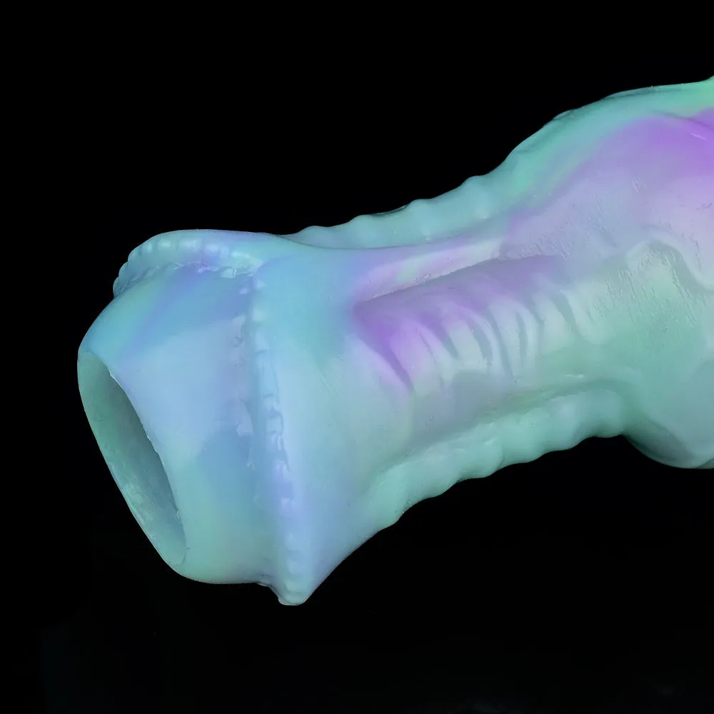 Luminous Monsterdildo Cock Sleeve - Silicone Penis Ring Condom Extender Sex Toy for Men