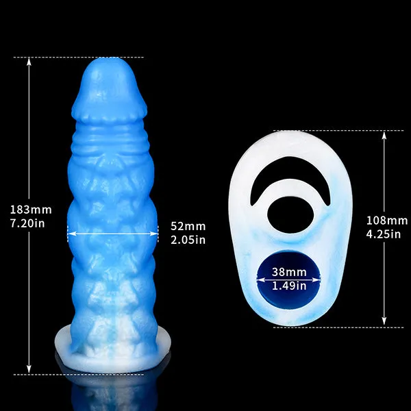 Luminous Monsterdildo Penis Sleeve Extender - Premium Silicone Cock Ring Expansion Male Sex Toy