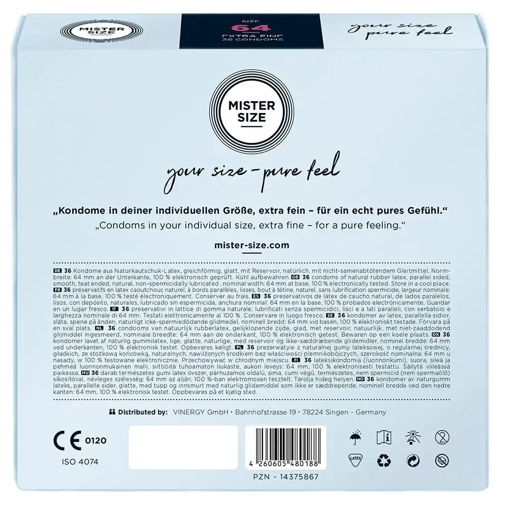 Mister Size 64mm Natural Ultra Thin Condoms 36 Pack