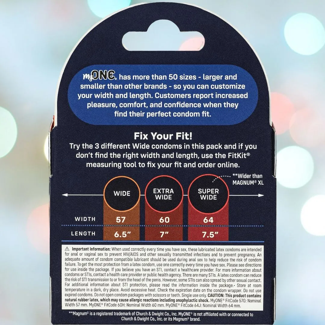 myONE Large Condom Sampler (With FitKit Measuring Tool)