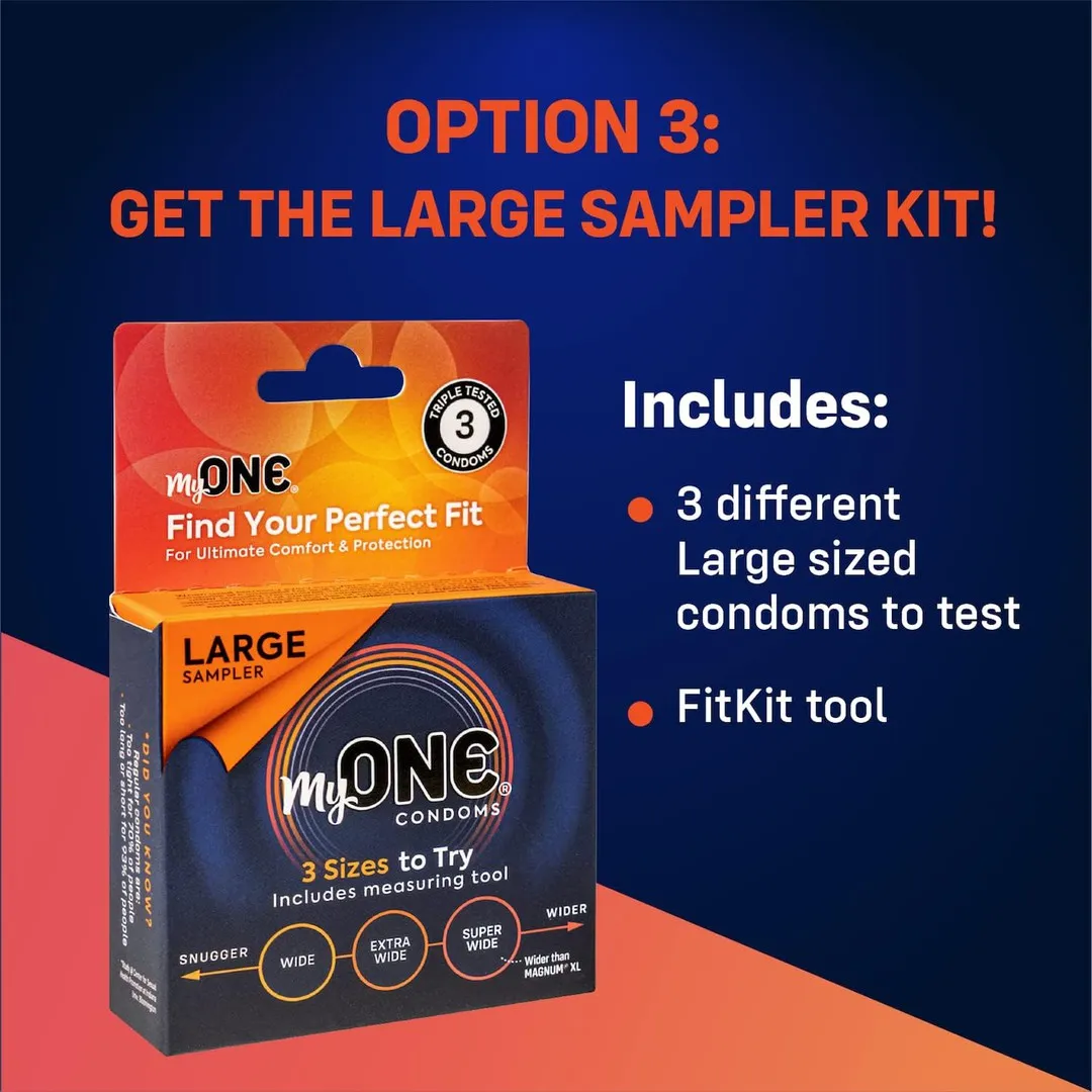 myONE Large Condom Sampler (With FitKit Measuring Tool)