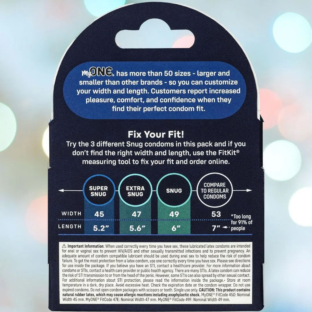 myONE Snug Condom Sampler (With FitKit Measuring Tool)