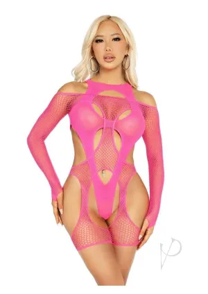 Off Shoulder Net Garter Teddy 2pc Mag Os