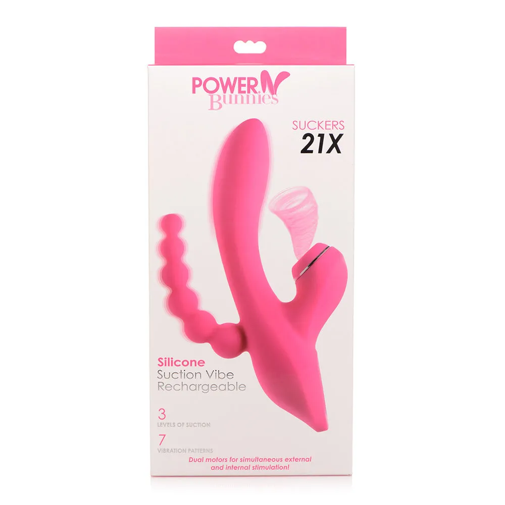 Power Bunnies Suckers 21X Triple Stim Suction Rabbit Pink