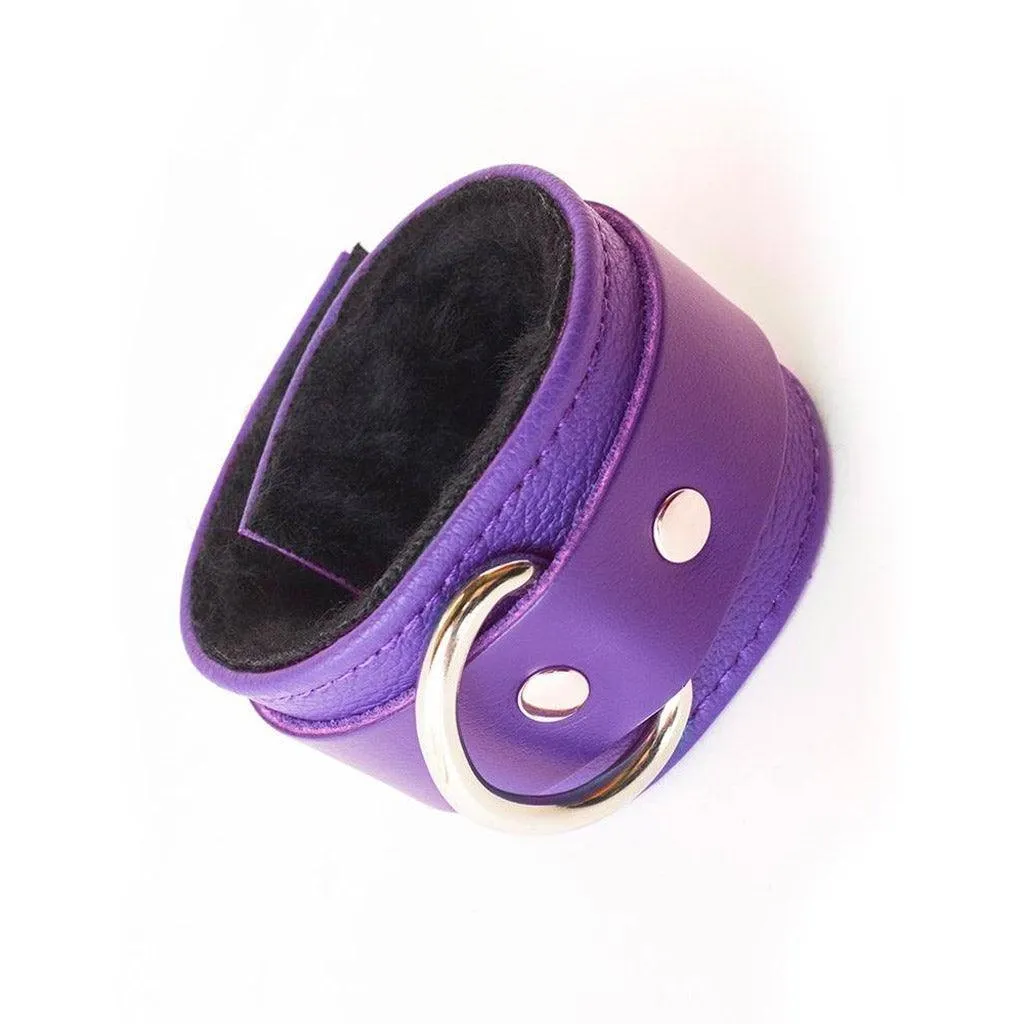 Purple Fleece Lined Garment Leather Wrist Cuffs