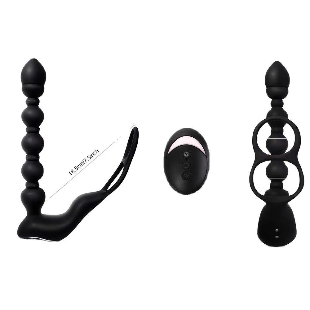 Remote Control Anal Beads Prostate Massager - Vibrating Cock Ring Male Sex Toys