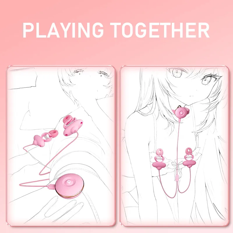 Remote Control Nipple Clamps Vibrator - Pink Neck Restriants BDSM Sex Toys for Women