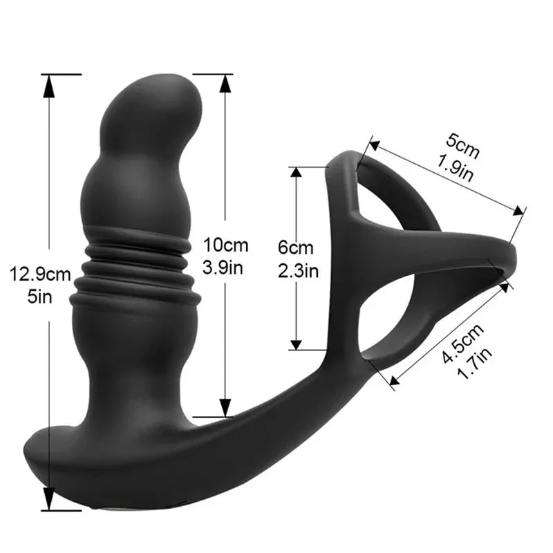 Remote Control Thrusting Dildo Male Sex Toys - Vibrating Cock Ring Prostate Massager