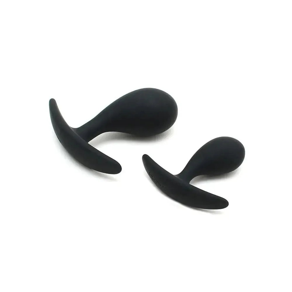 Rimba Silicone Black Duo Anal Butt Plug Set