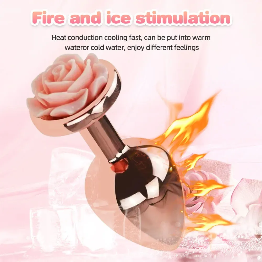 Rose Gold Butt Plug - 3pcs Metal Anal Plug Sex Toys for Men Women Beginners