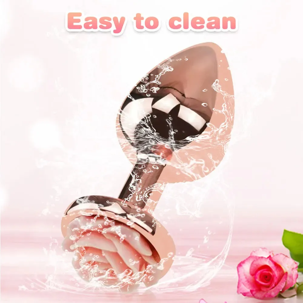 Rose Gold Butt Plug - 3pcs Metal Anal Plug Sex Toys for Men Women Beginners