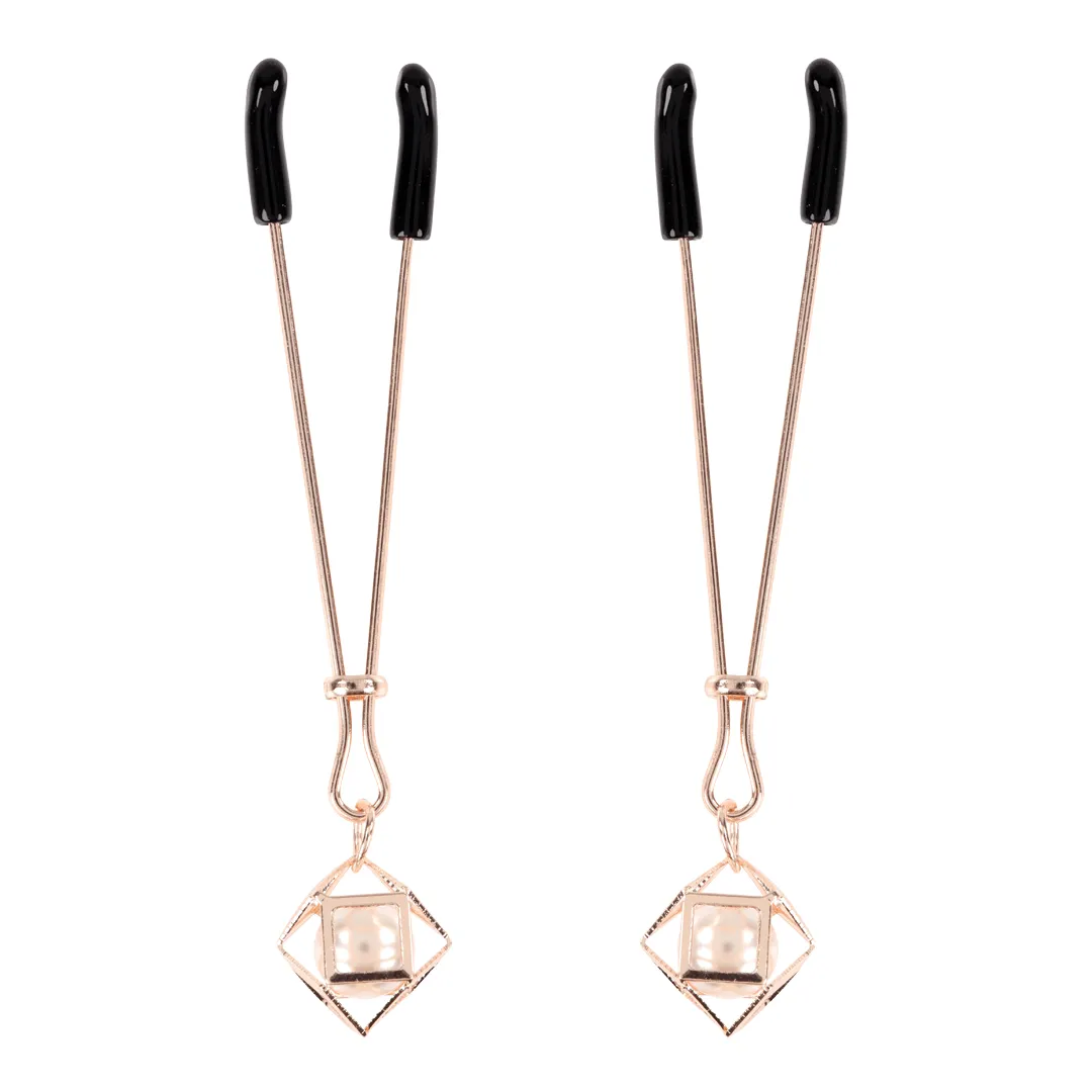 Sex And Mischief Brat Pearl Nipple Clips - Rose Gold