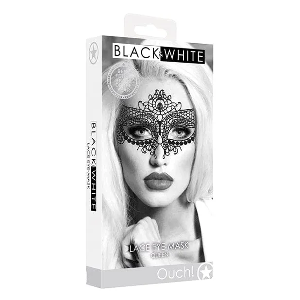 Shots - Ouch Black and White Lace Eye Mask Queen (Black)