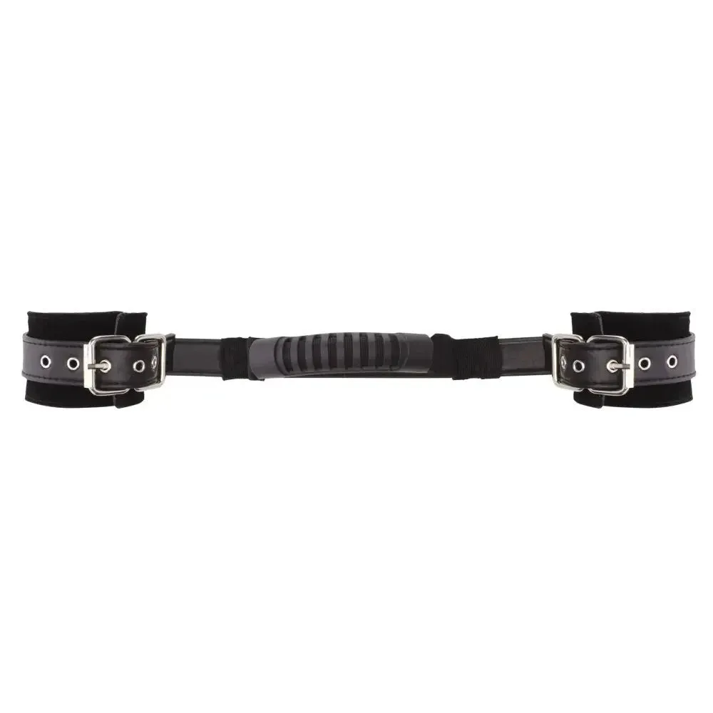 Shots Toys Black Adjustable Leather Handcuffs with Buckles