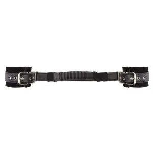 Shots Toys Black Adjustable Leather Handcuffs with Buckles