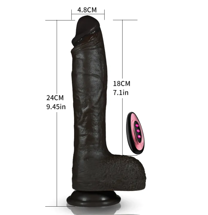 Slender Waist Realistic Black Dildo - Remote Control Vibrating 7 inch Penis  Anal Sex Toys